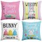 Easter Pillow Covers 18 x 18 Inch,Easter Decorations for Home,Set of 4 Happy Easter Hunny Bunny Pink Blue Decorative Throw Pillow Covers Spring Farmhouse Decor